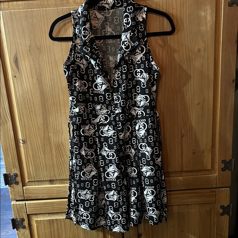 Louis Vuitton Black and White Graphic Mini Dress